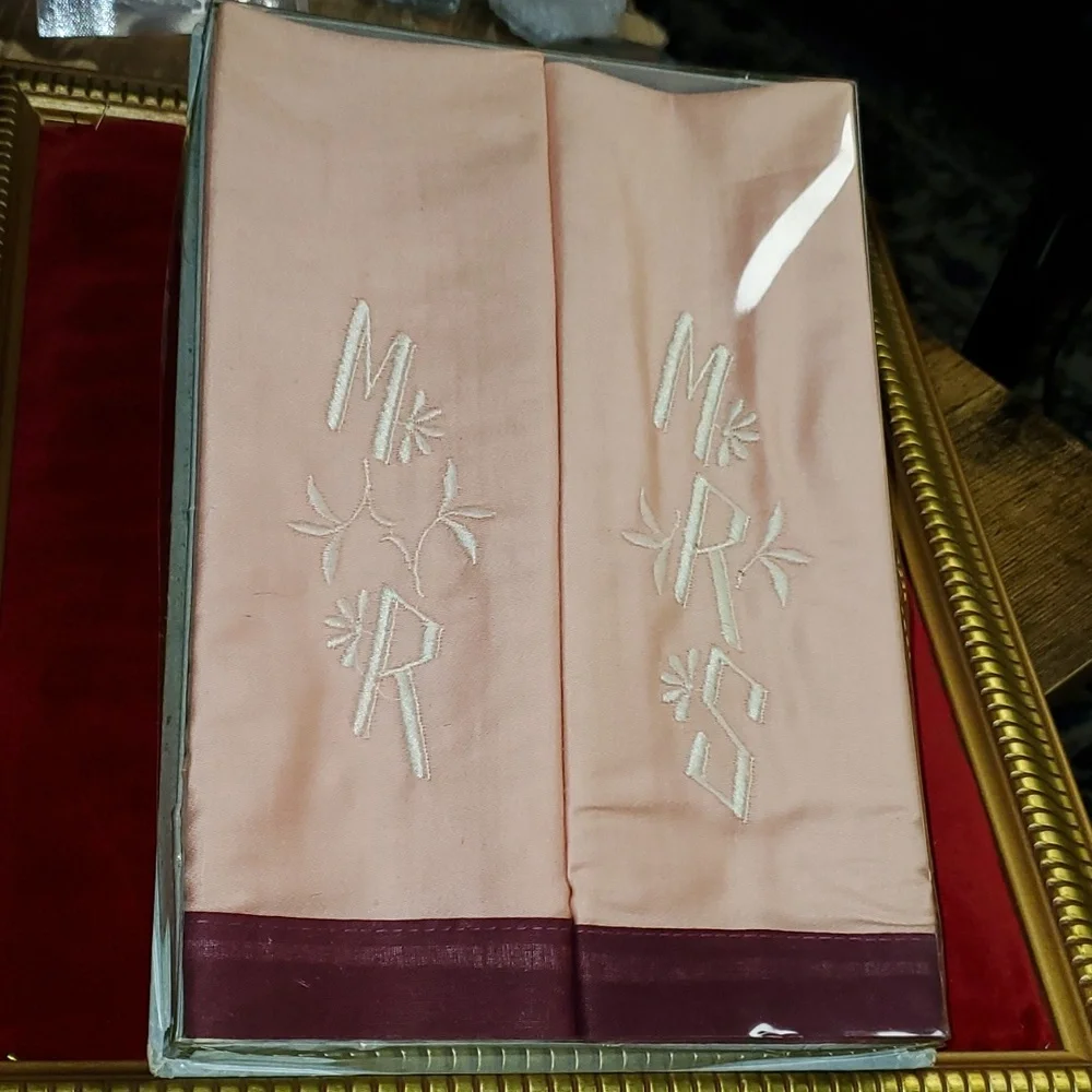 Vintage - His Hers Hand Towels - 1940s - WWII - Wedding - NIB